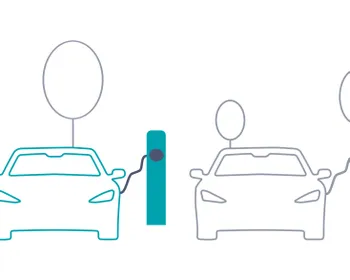 Visualisierung von zwei E-Autos beim Laden im öffentlichen Raum